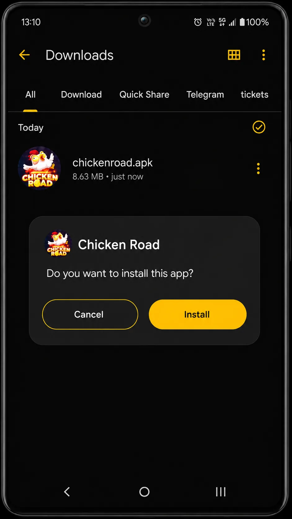 Noma’lum ilovalarni o‘rnatish uchun Android sozlamalari (tasvir)