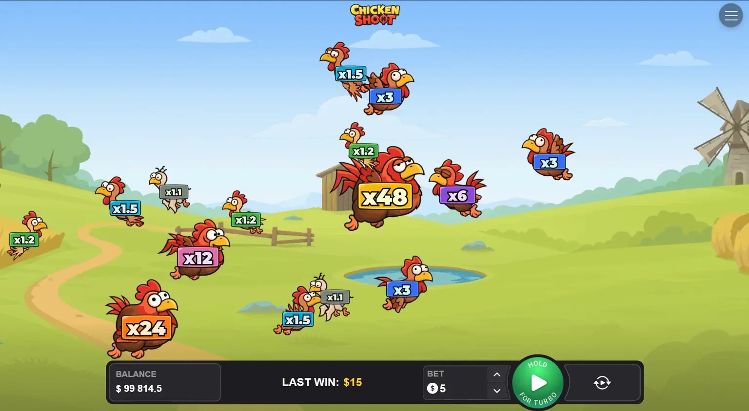 Chicken Shoot harakatlanuvchi nishonlari