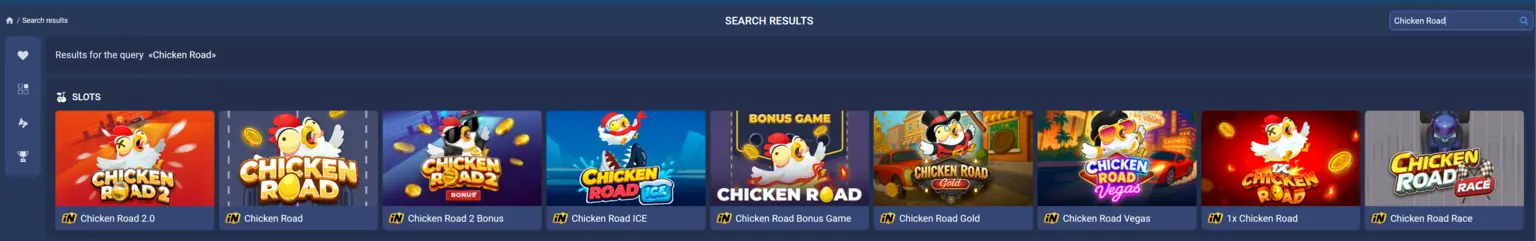 1xBet platformasida Chicken Road qidiruv natijalari
