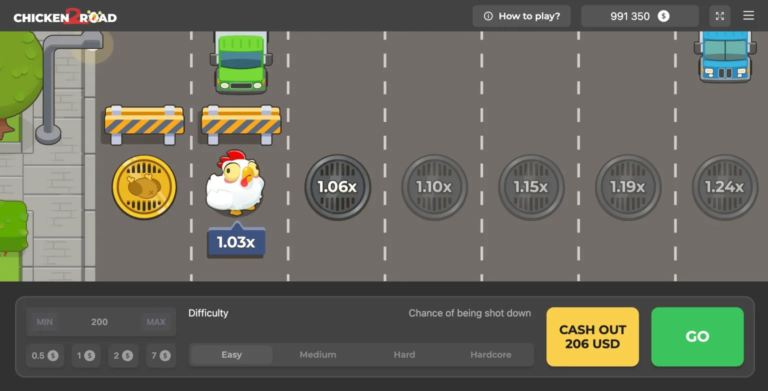 Chicken Road 2 highway theme and gameplay screen