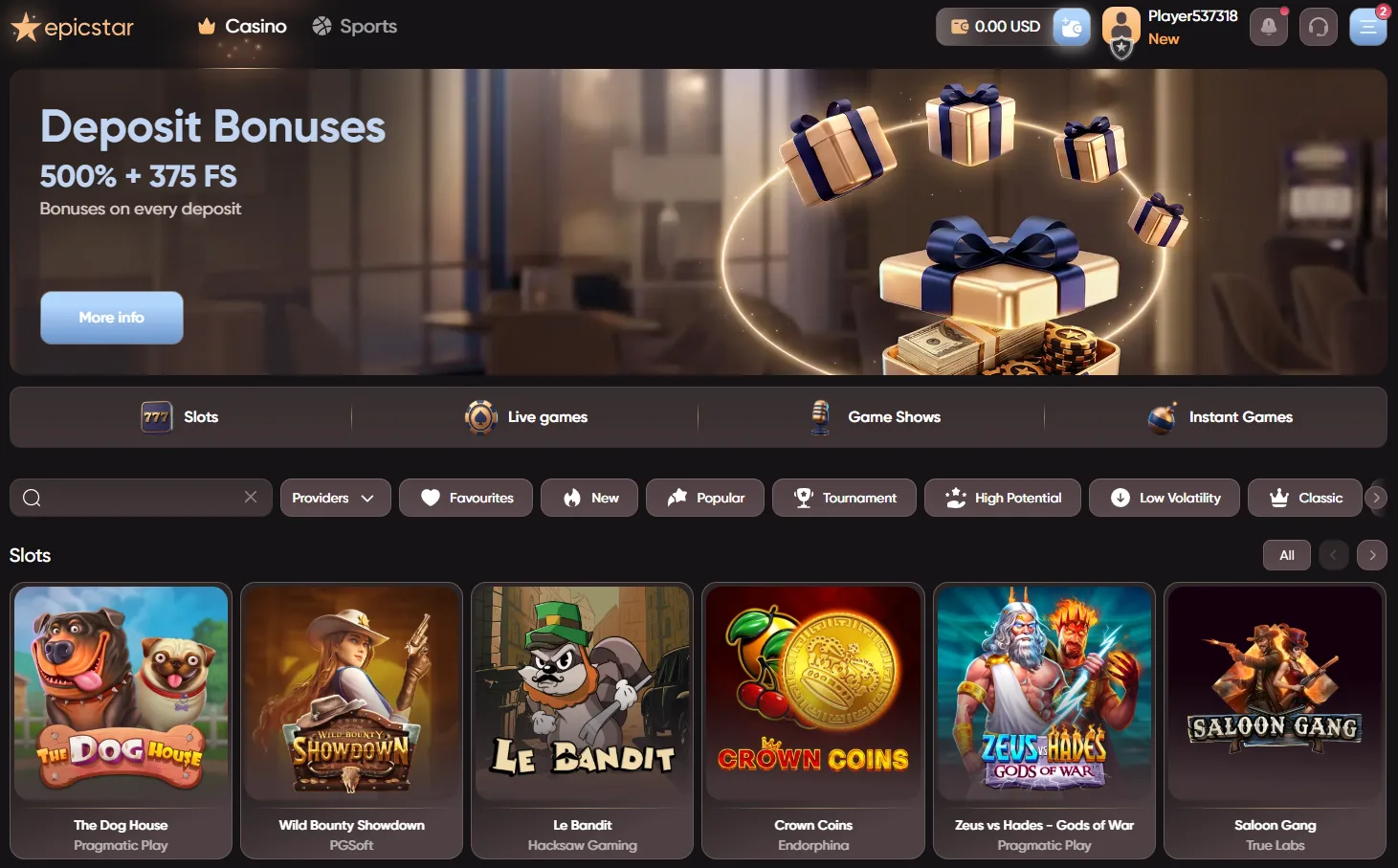 EpicStar Casino lobisida Chicken Road umumiy koʻrinishi